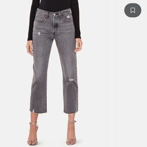 Levi’s high Rise Wedgie Straight Cropped Jeans Cabo Smoke Black Gray 25